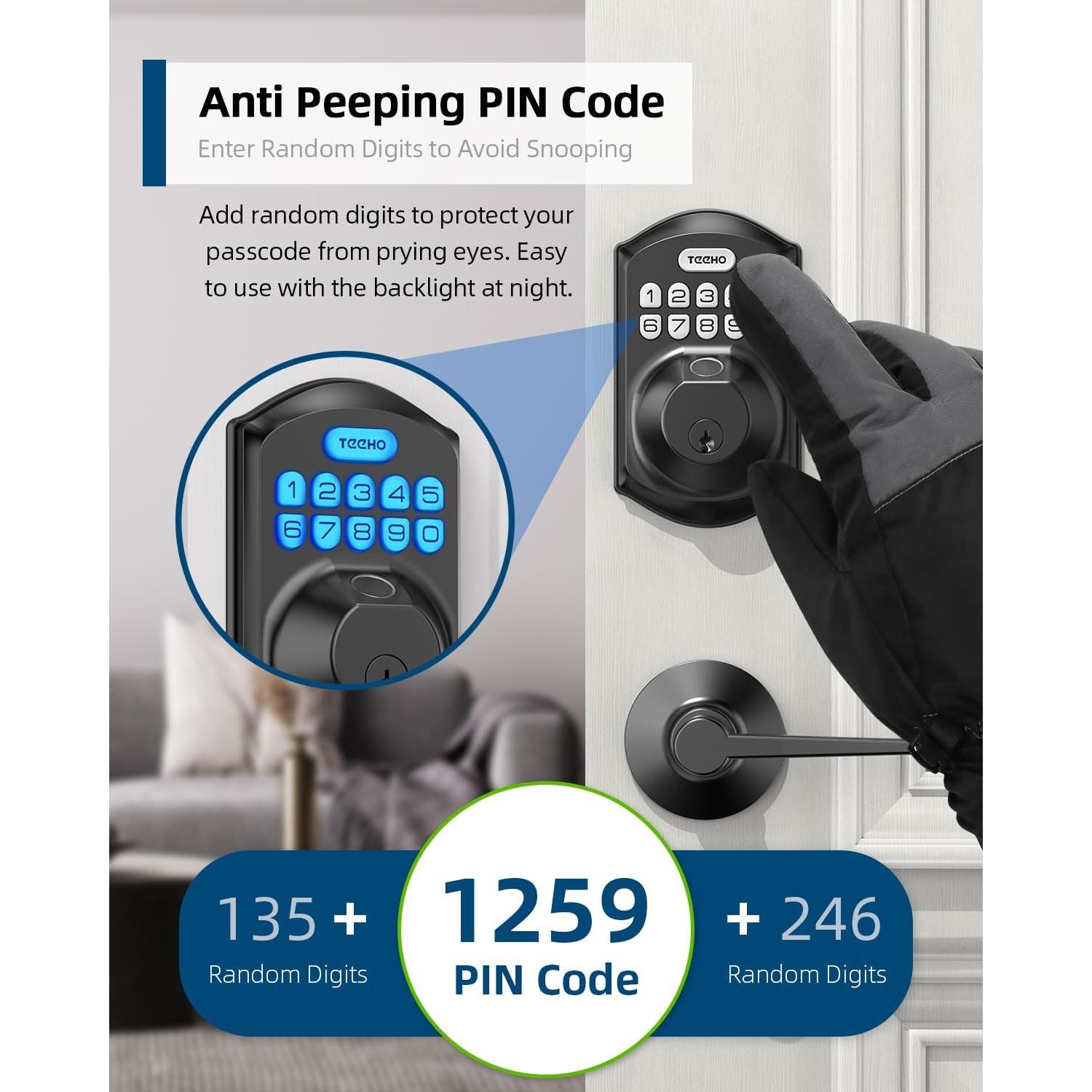 Cerradura de Puerta TEEHO TE002L Biométrica con 2 Manijas