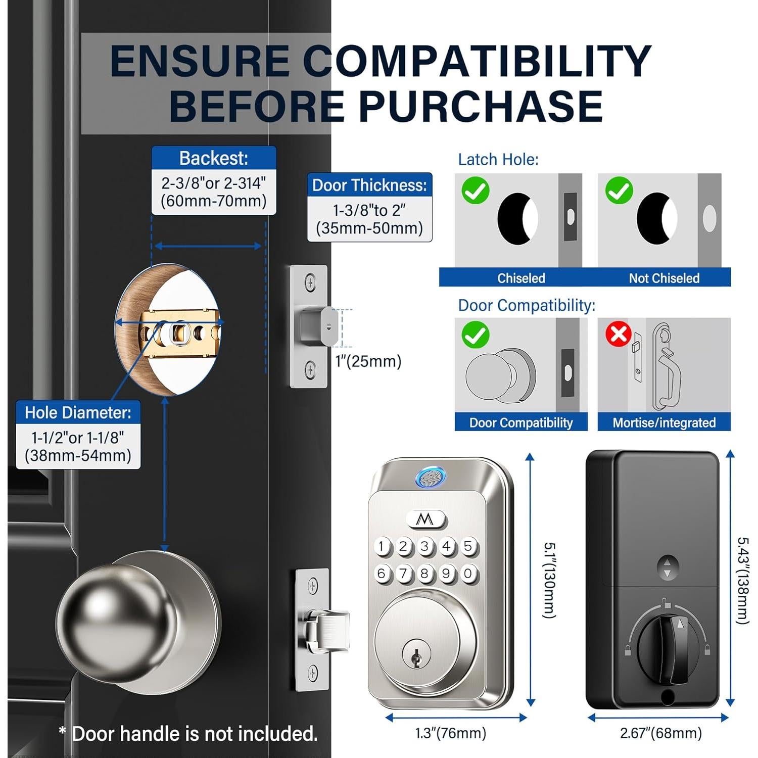 Cerradura Biométrica Zafano E615 con Huella Dactilar y Teclado
