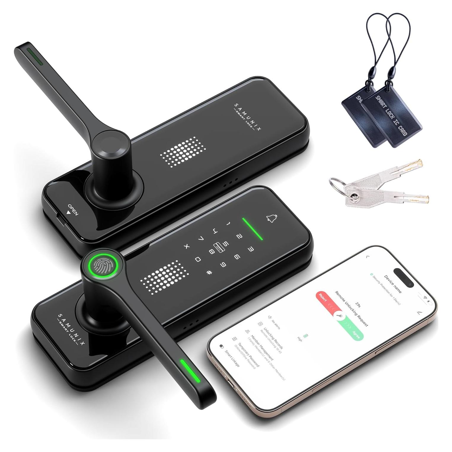 Cerradura Inteligente SAMUNIX A7 con Teclado y Huella Dactilar