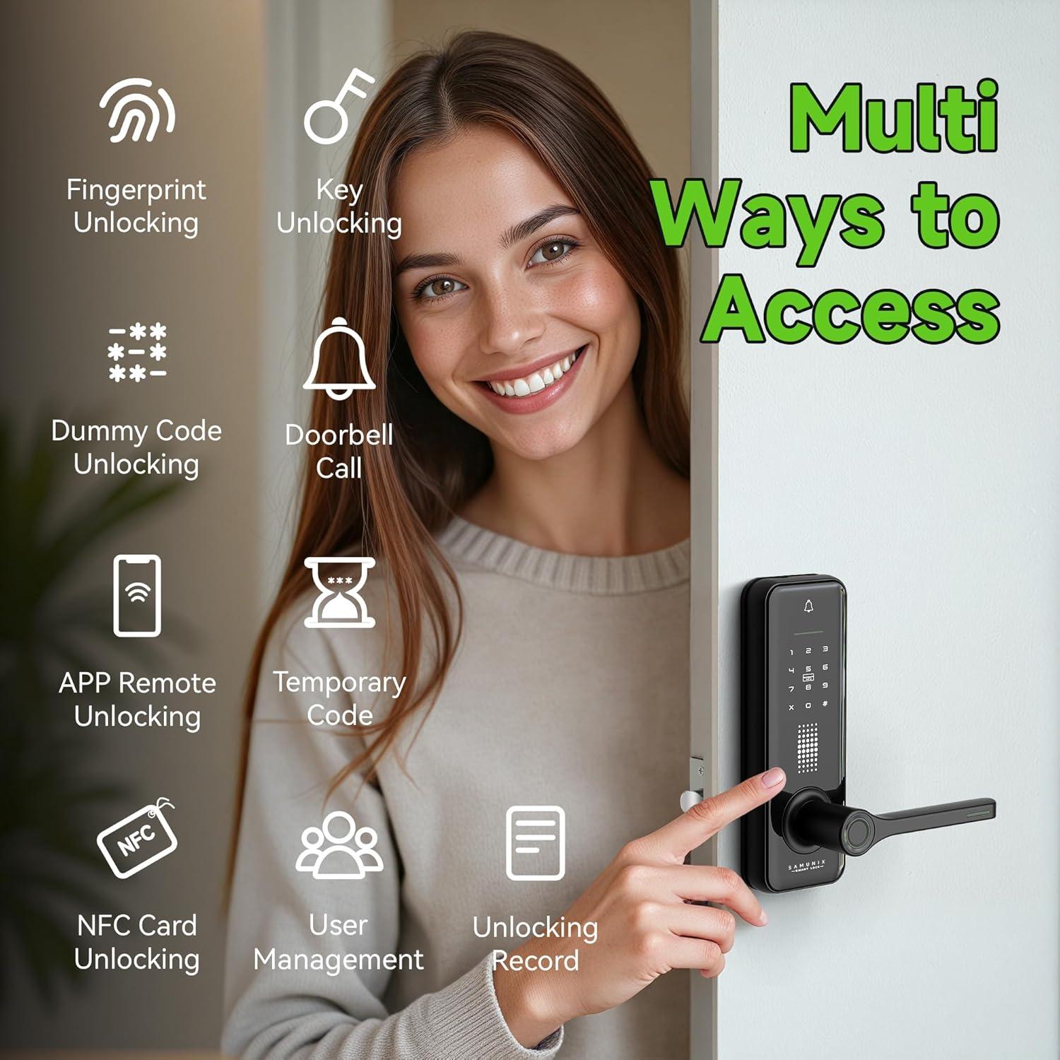 Cerradura Inteligente SAMUNIX A7 con Teclado y Huella Dactilar