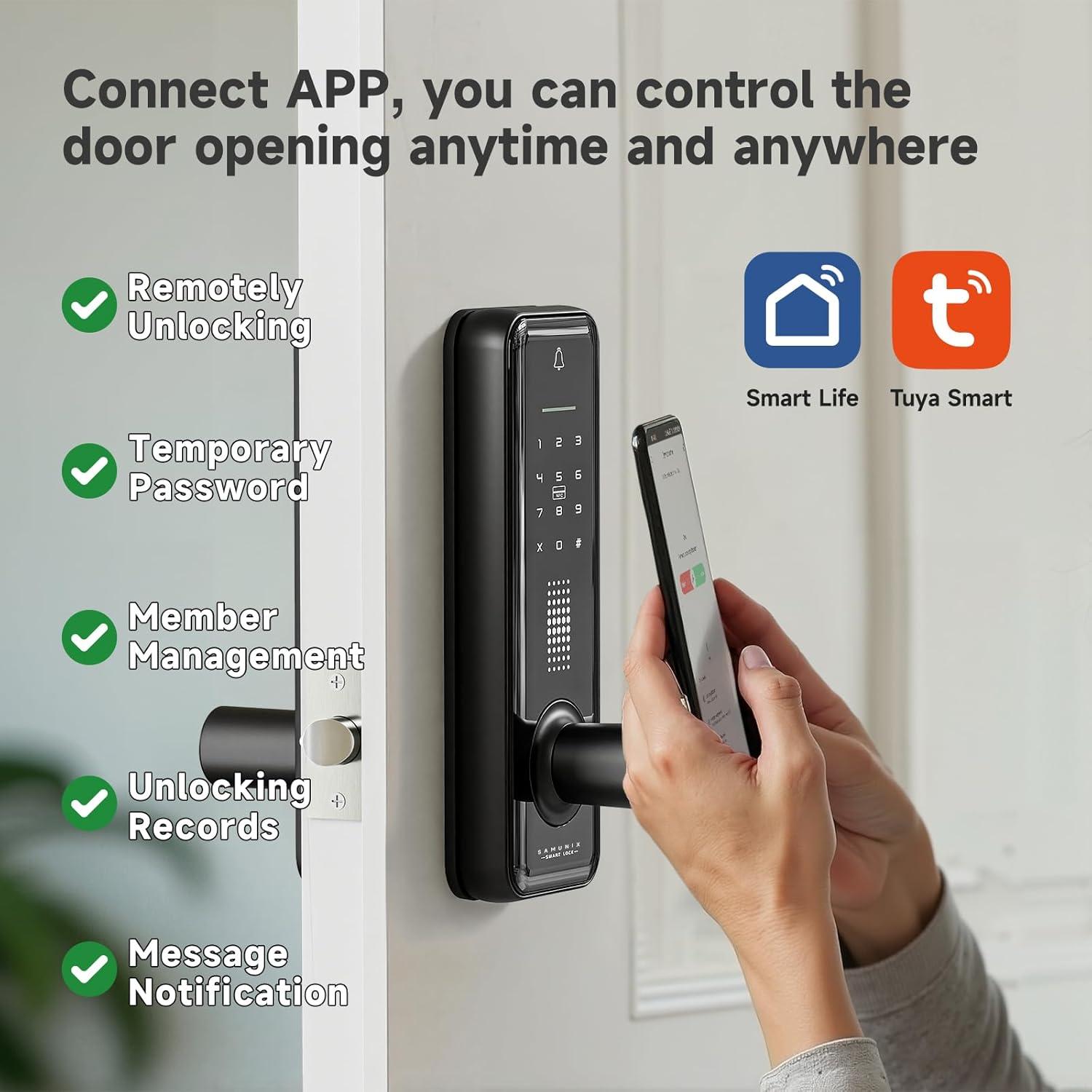 Cerradura Inteligente SAMUNIX A7 con Teclado y Huella Dactilar