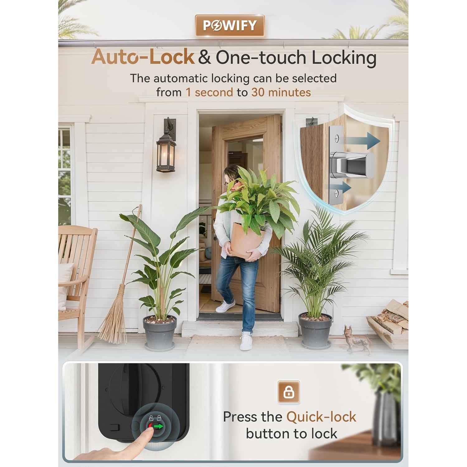 Cerradura Inteligente de Puerta POWIFY PO-DS06-GT1 con Huella Dactilar