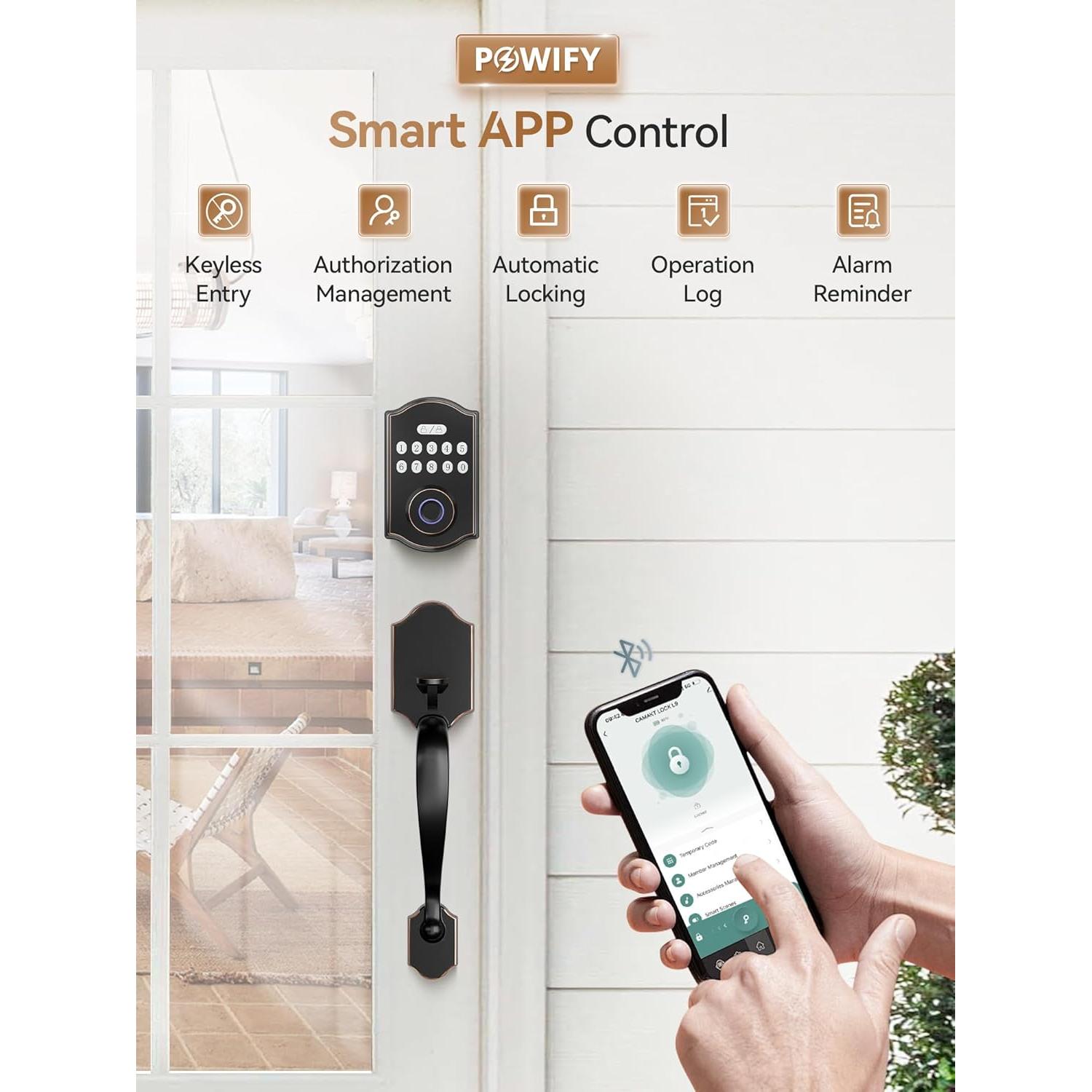 Cerradura Inteligente de Puerta POWIFY PO-DS06-GT1 con Huella Dactilar