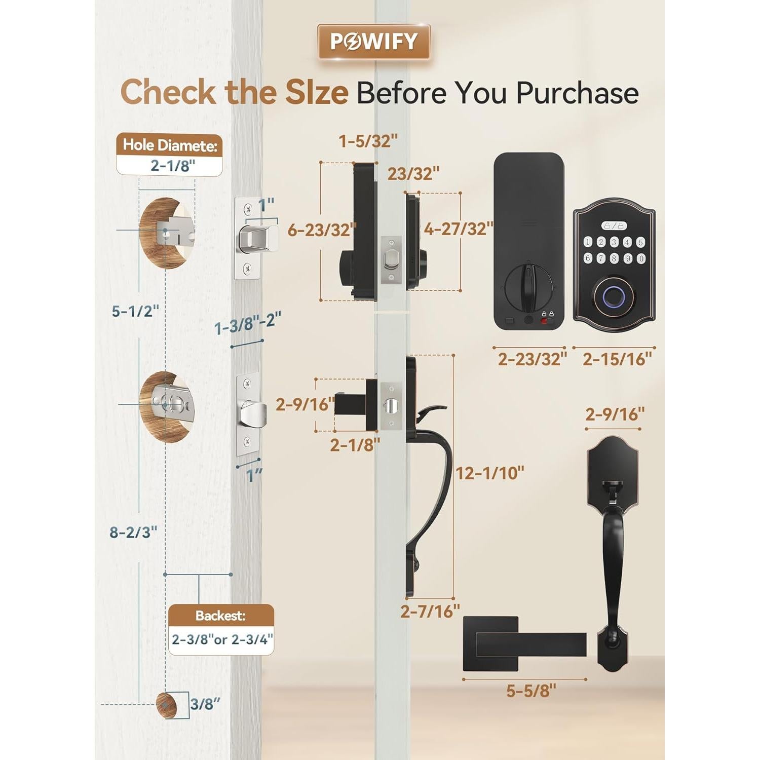 Cerradura Inteligente de Puerta POWIFY PO-DS06-GT1 con Huella Dactilar