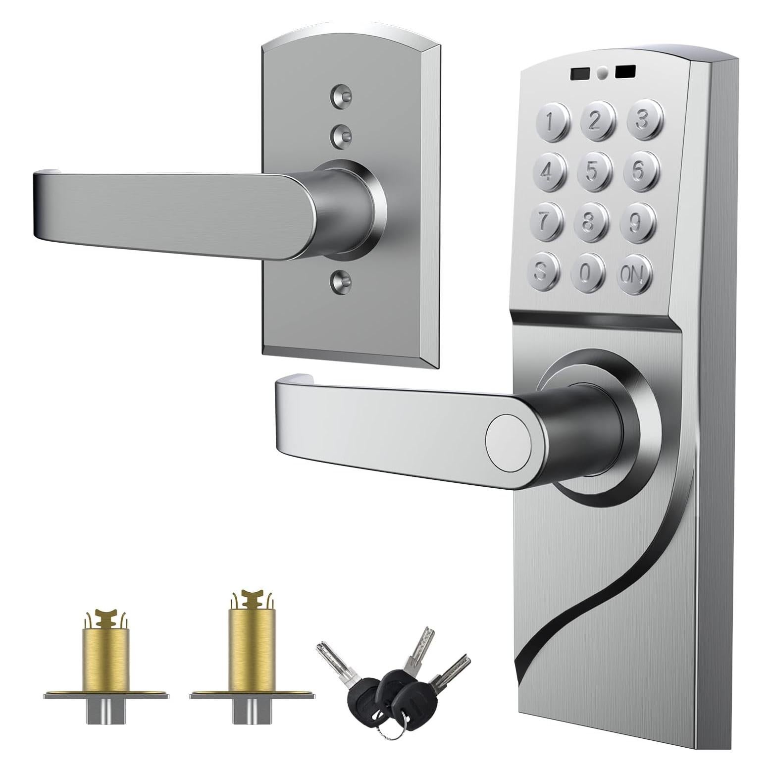 Cerradura de puerta digital Pionevox con teclado - Plateada