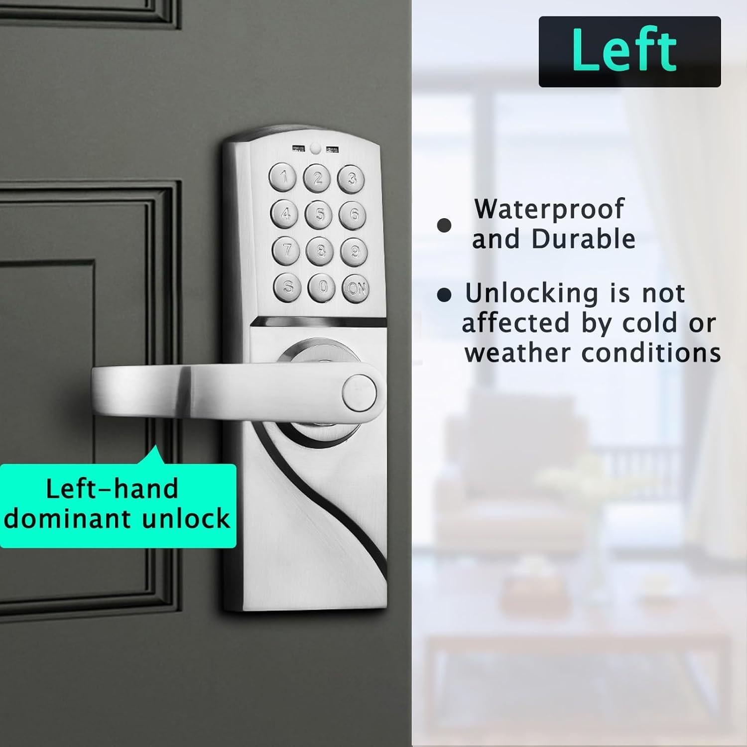 Cerradura de puerta digital Pionevox con teclado - Plateada