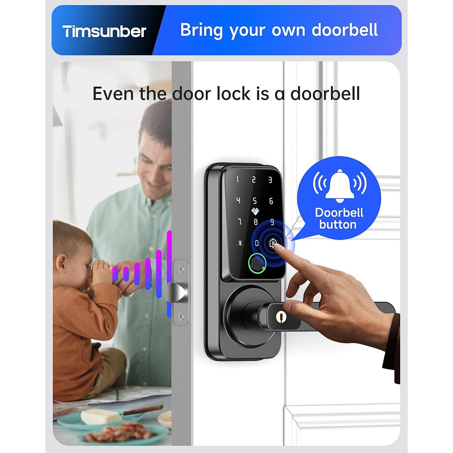 Cerradura Inteligente Timsunber 718 con Huella Dactilar y Teclado