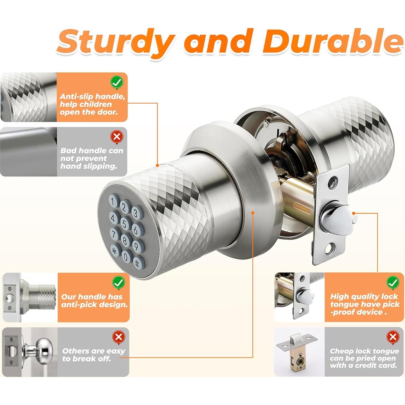 Perilla de Puerta Electrónica Buoan YL-98 Níquel con Teclado