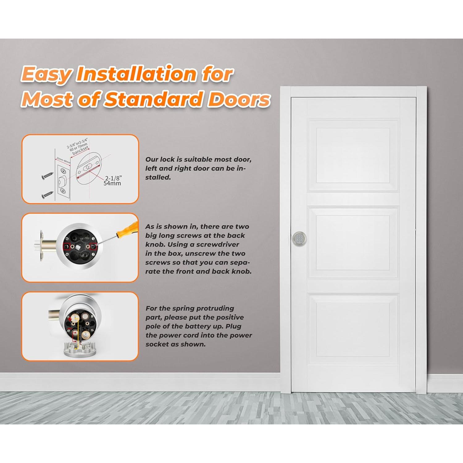 Perilla de Puerta Electrónica Buoan YL-98 Níquel con Teclado