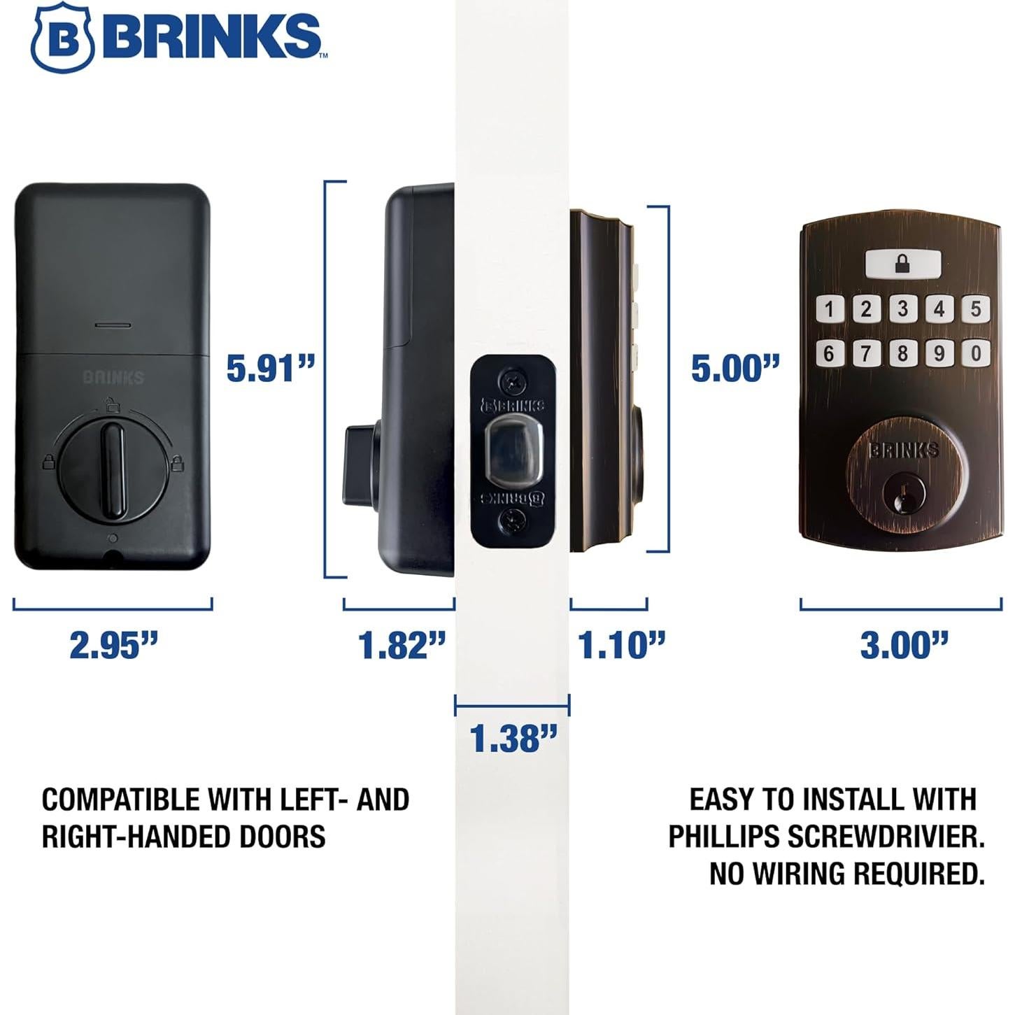 Cerradura Electrónica Brinks 4392-Parent, Alta Seguridad, Bronce Toscano