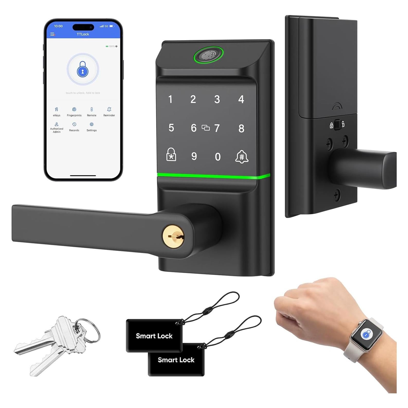 Cerradura Inteligente MYPIN con Teclado y Manija, 7 Formas de Desbloquear