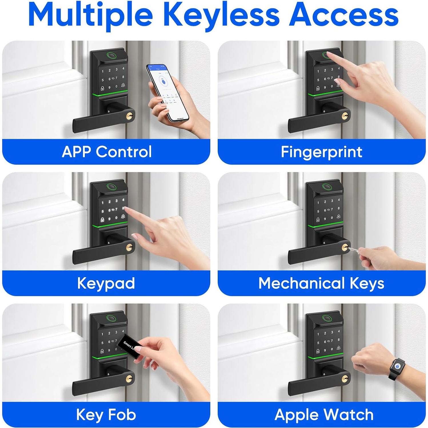 Cerradura Inteligente MYPIN con Teclado y Manija, 7 Formas de Desbloquear