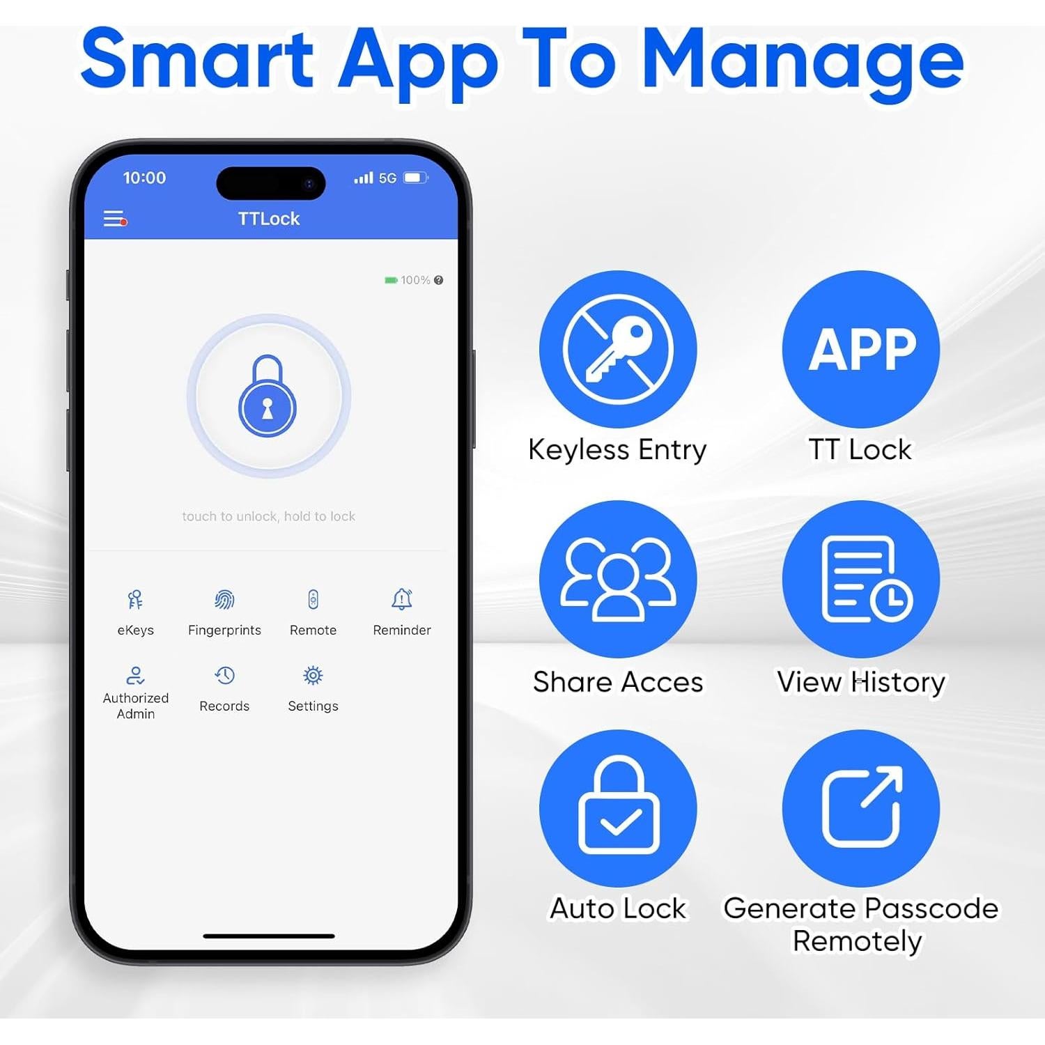 Cerradura Inteligente MYPIN con Teclado y Manija, 7 Formas de Desbloquear