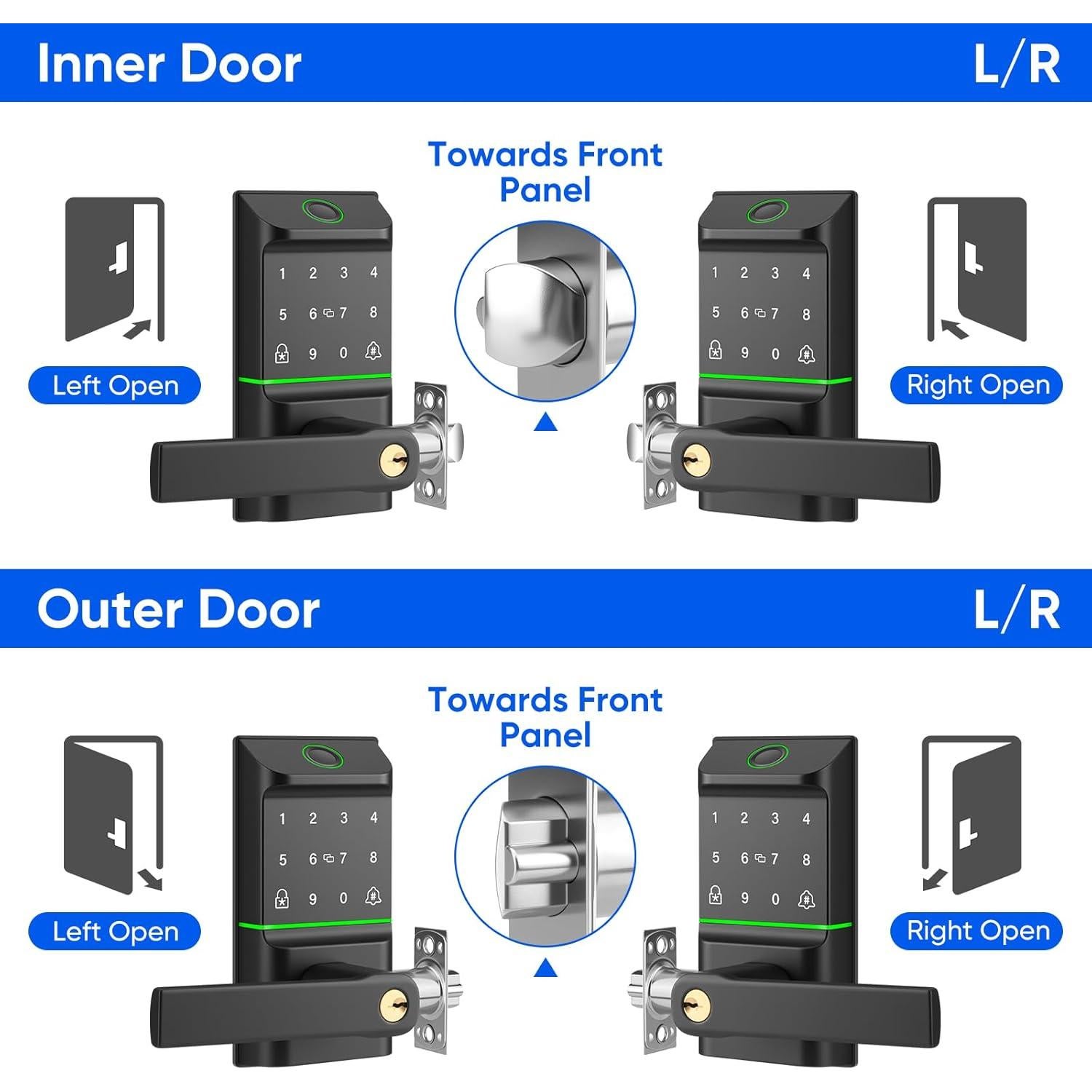Cerradura Inteligente MYPIN con Teclado y Manija, 7 Formas de Desbloquear