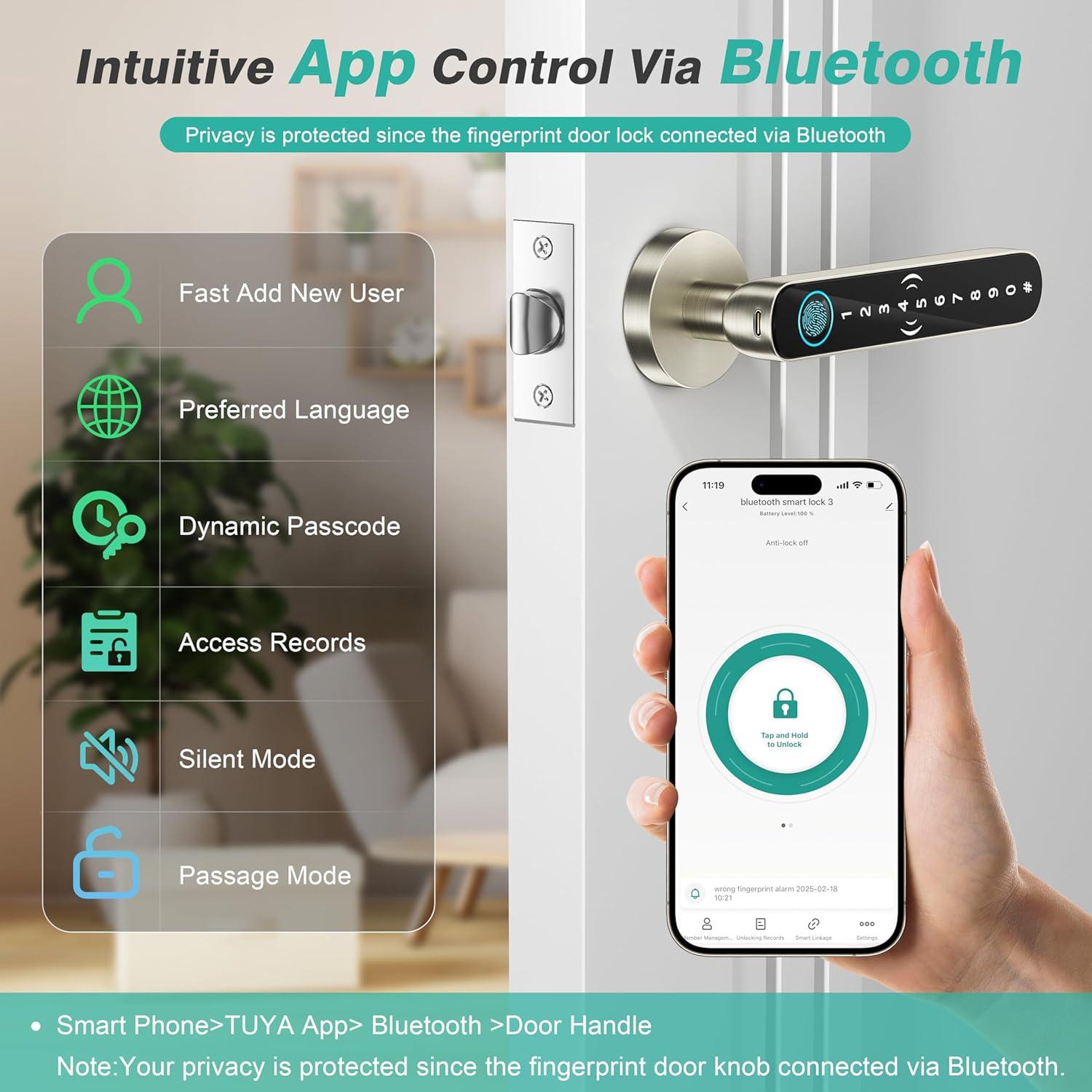 Cerradura Inteligente VANZBON con Huella Dactilar y Código