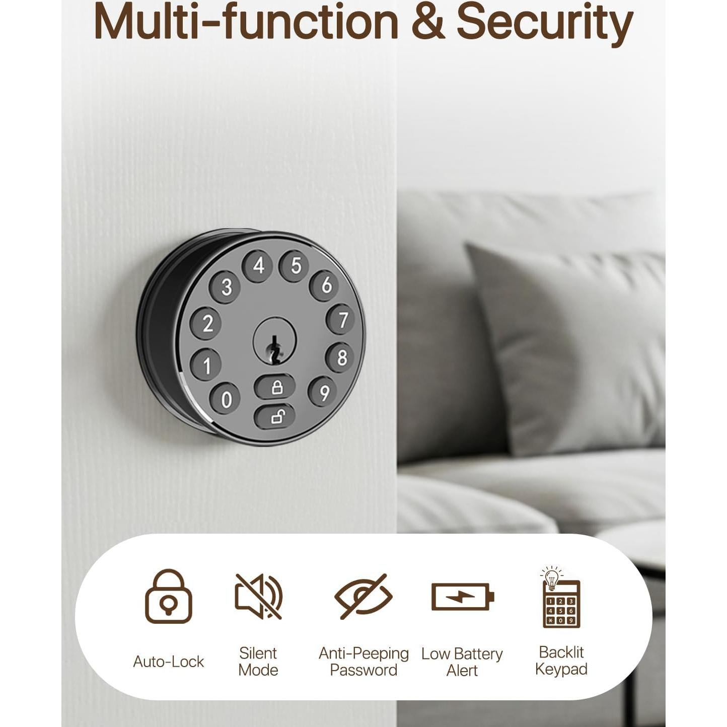 Cerradura Digital Hiencetec 68-MINI-Negro con Teclado y Auto-Bloqueo