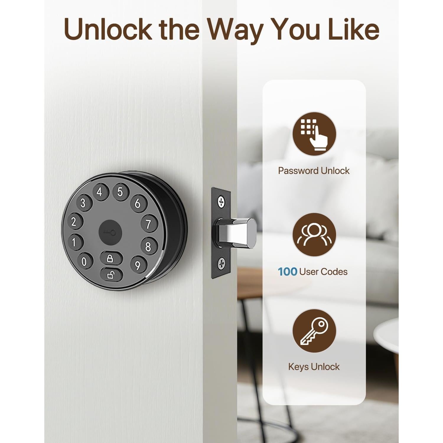 Cerradura Digital Hiencetec 68-MINI-Negro con Teclado y Auto-Bloqueo