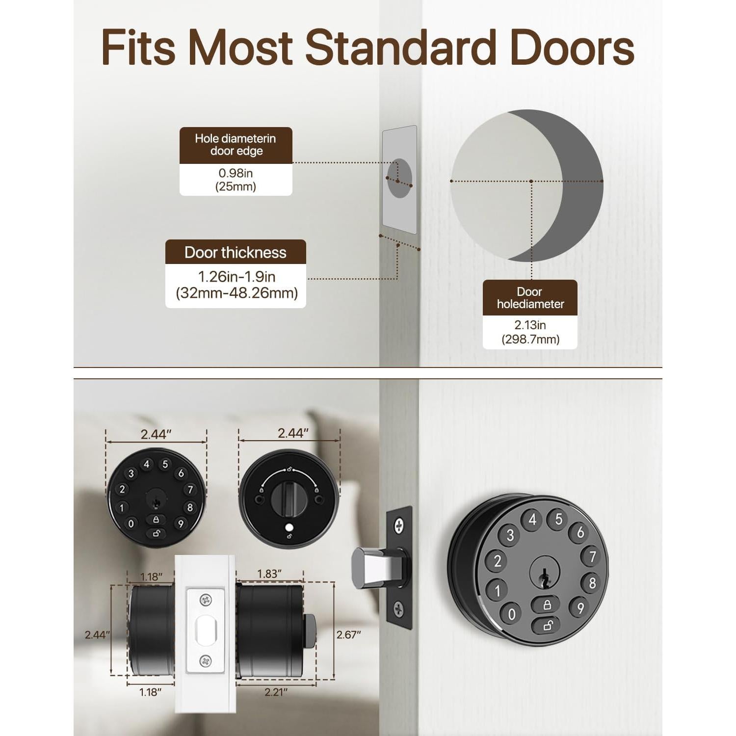 Cerradura Digital Hiencetec 68-MINI-Negro con Teclado y Auto-Bloqueo