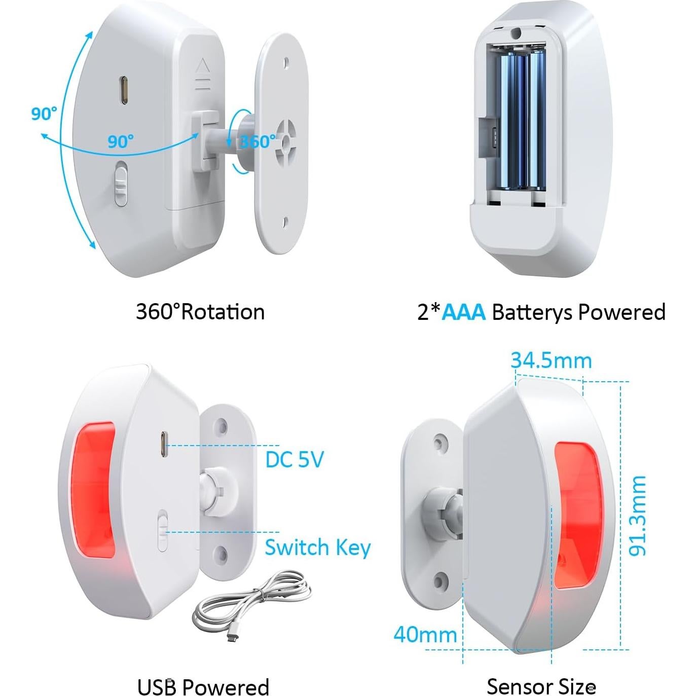 Alarma Inalámbrica de Movimiento AMHEY DW5375 - 35 Tonos, 500 Pies