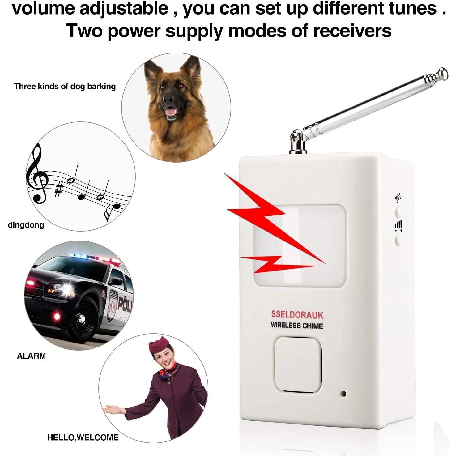 Alarma de Ladrido de Perro S SELDORAUK - 2 Sensores + 1 Receptor