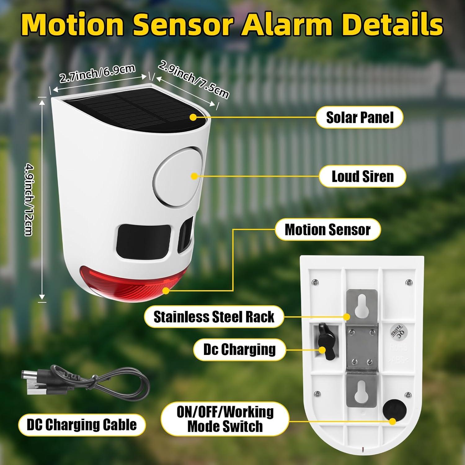 Alarma Solar de Movimiento Qualirey 4 Pack con 13 Sonidos