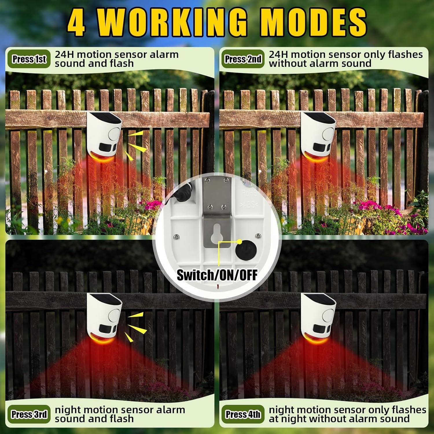 Alarma Solar de Movimiento Qualirey 4 Pack con 13 Sonidos