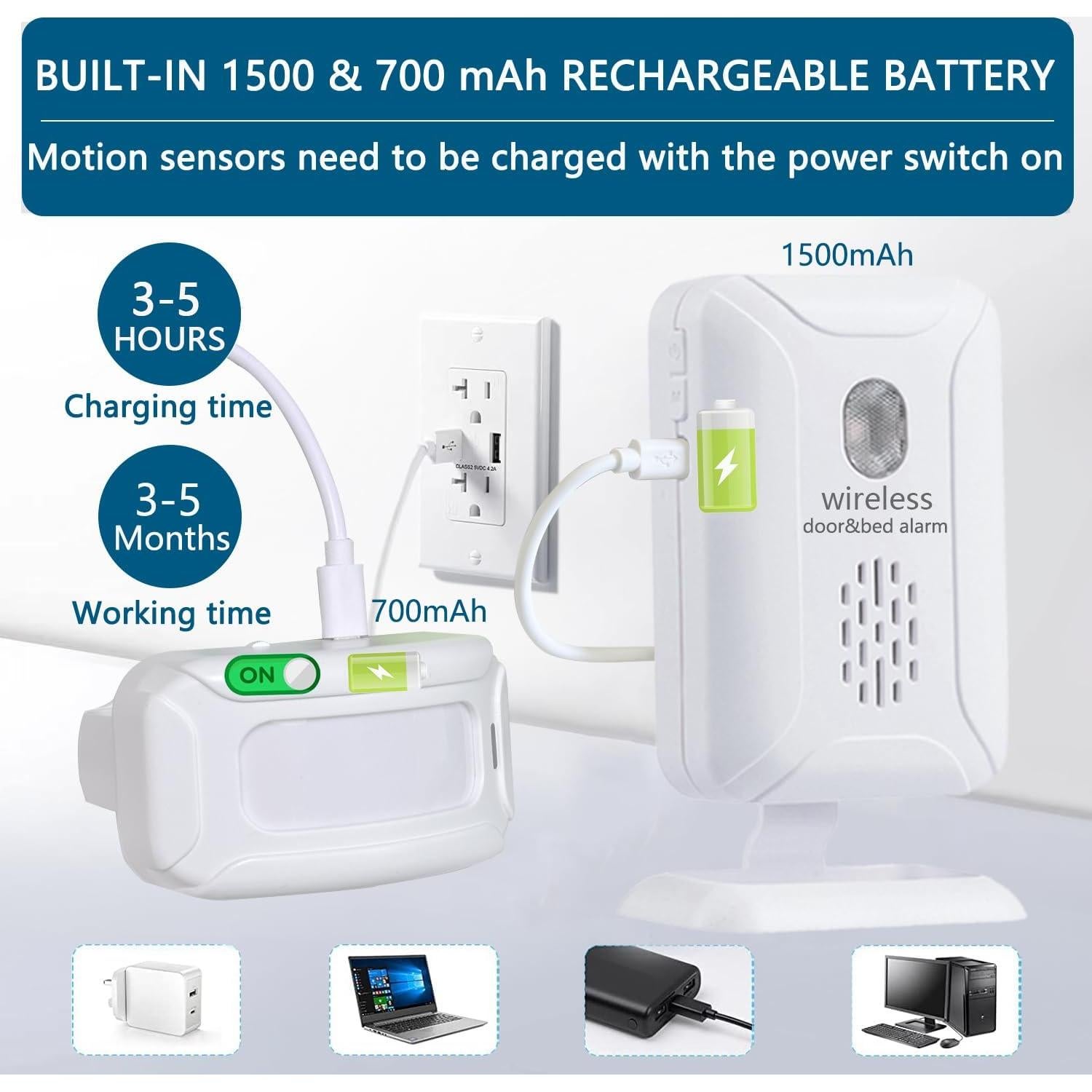 Alarma de cama Nesthao recargable para ancianos y demencia