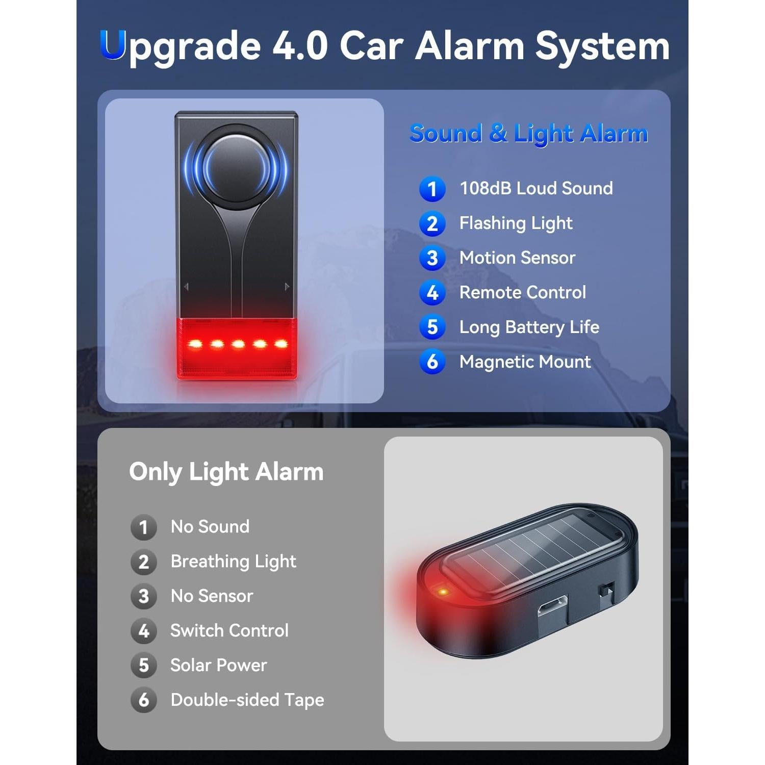 Sistema de Alarma de Coche LNKERCO KS-SF18R 108dB Inalámbrico