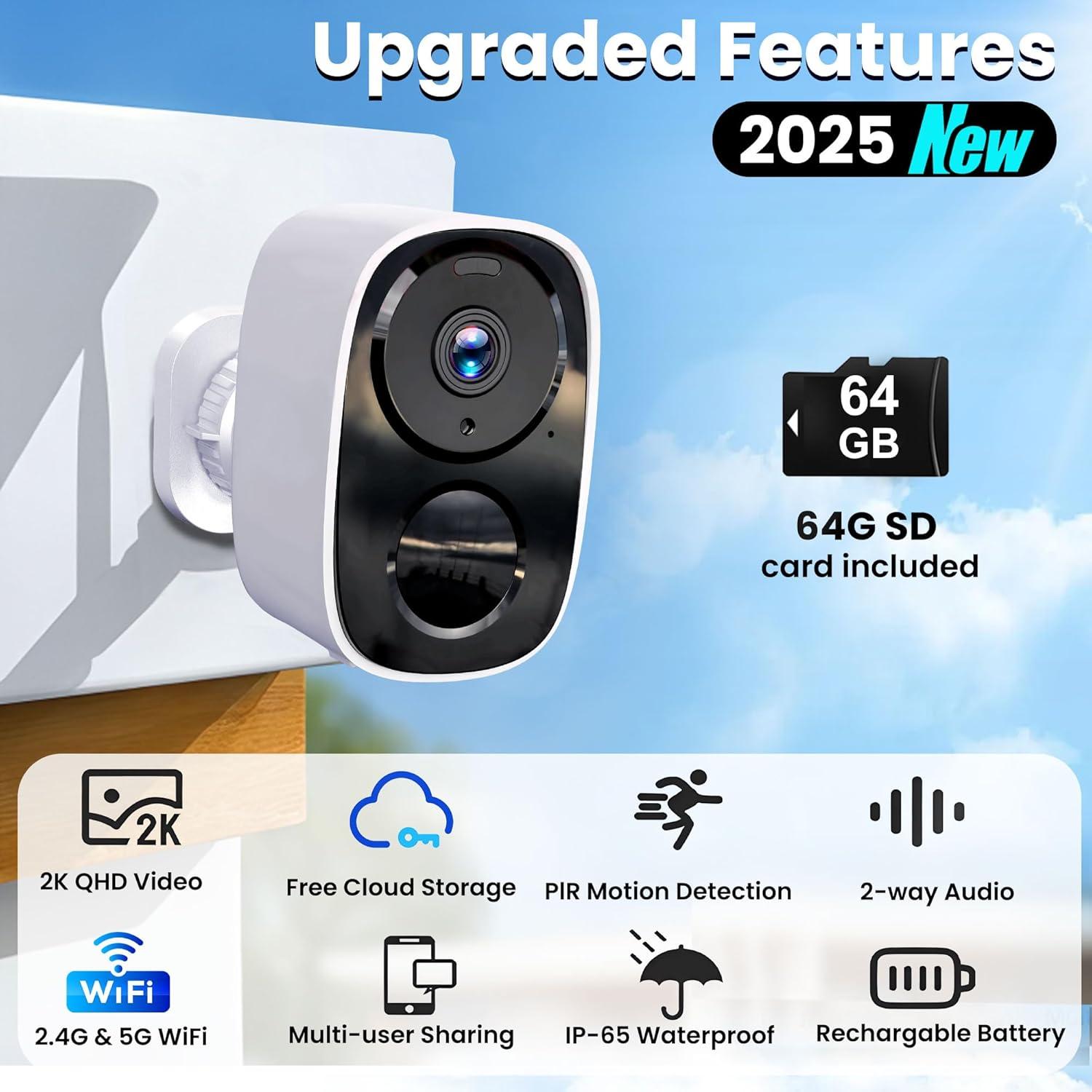 Cámara de Seguridad Inalámbrica 2K HITELLARCAM con SD 64G