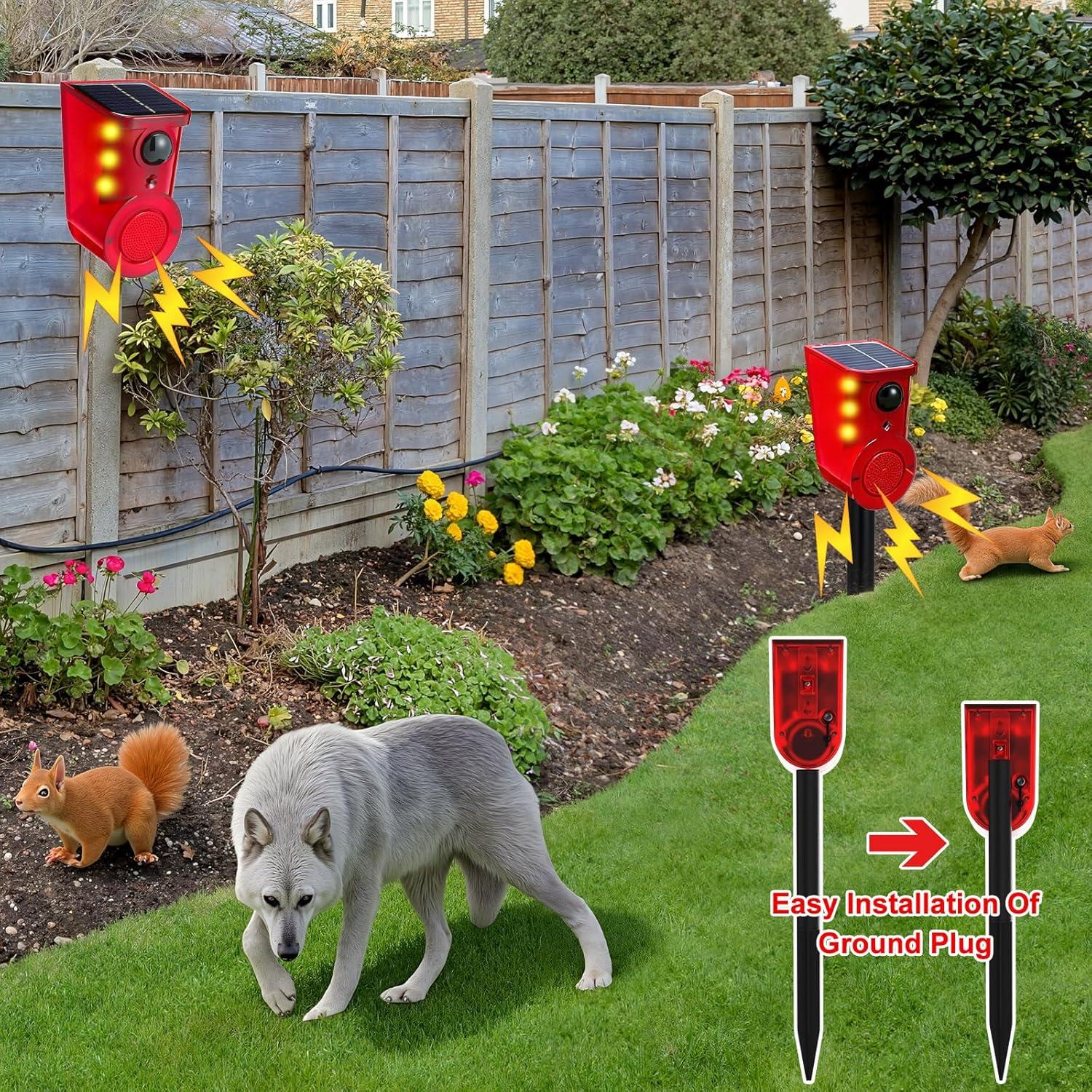 Qualirey Paquete de 4 Alarmas de Movimiento Solar 129dB LED