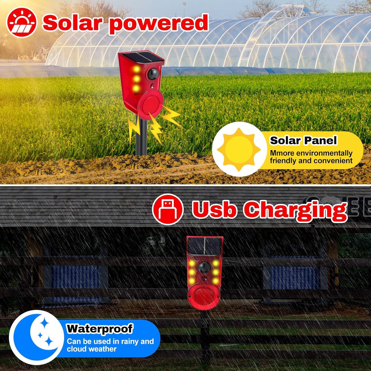 Qualirey Paquete de 4 Alarmas de Movimiento Solar 129dB LED