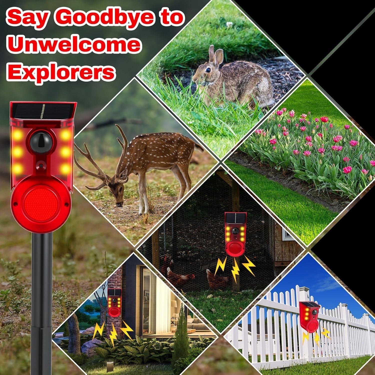 Qualirey Paquete de 4 Alarmas de Movimiento Solar 129dB LED