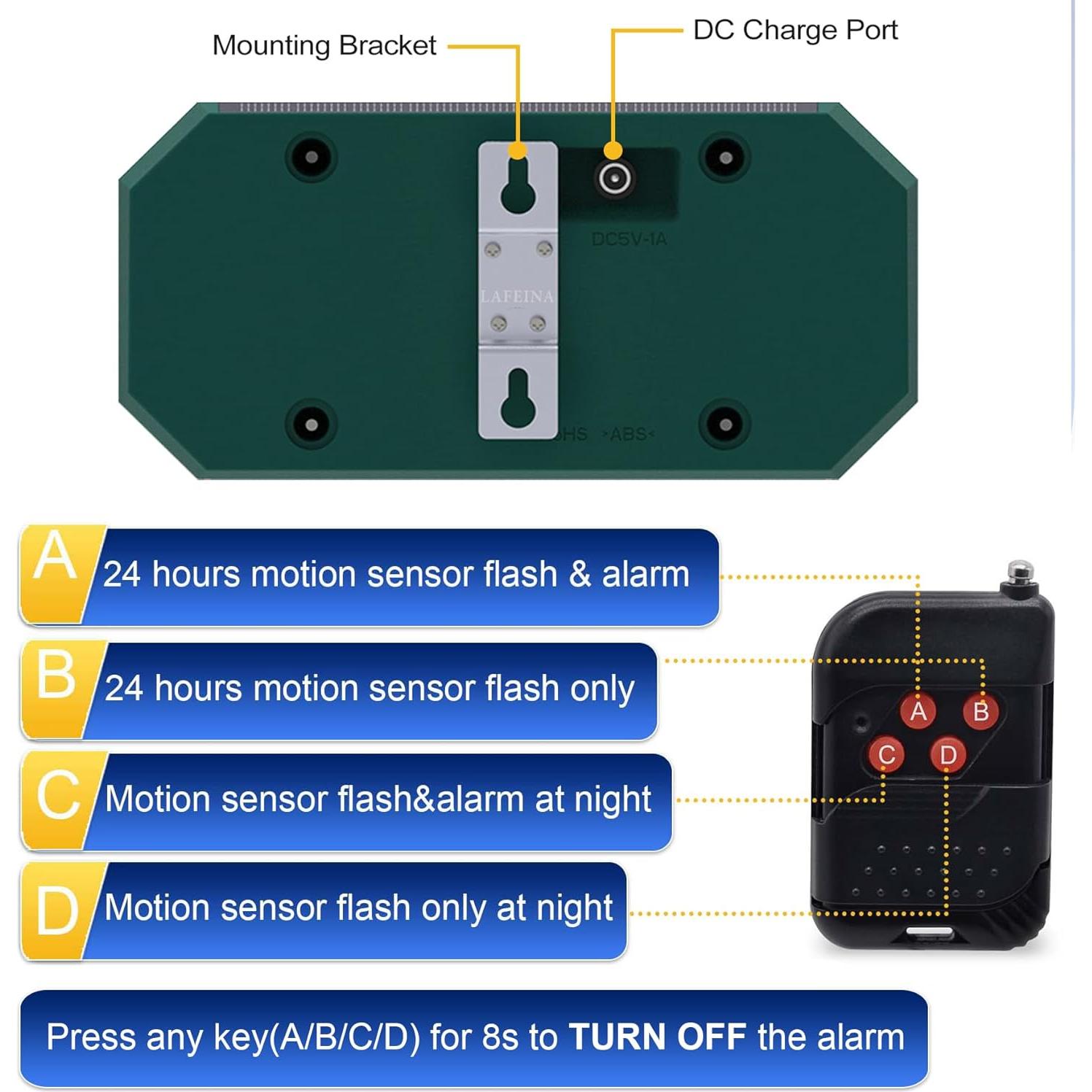 Alarma Solar LAFEINA con Luz Estroboscópica y Sonido 130dB