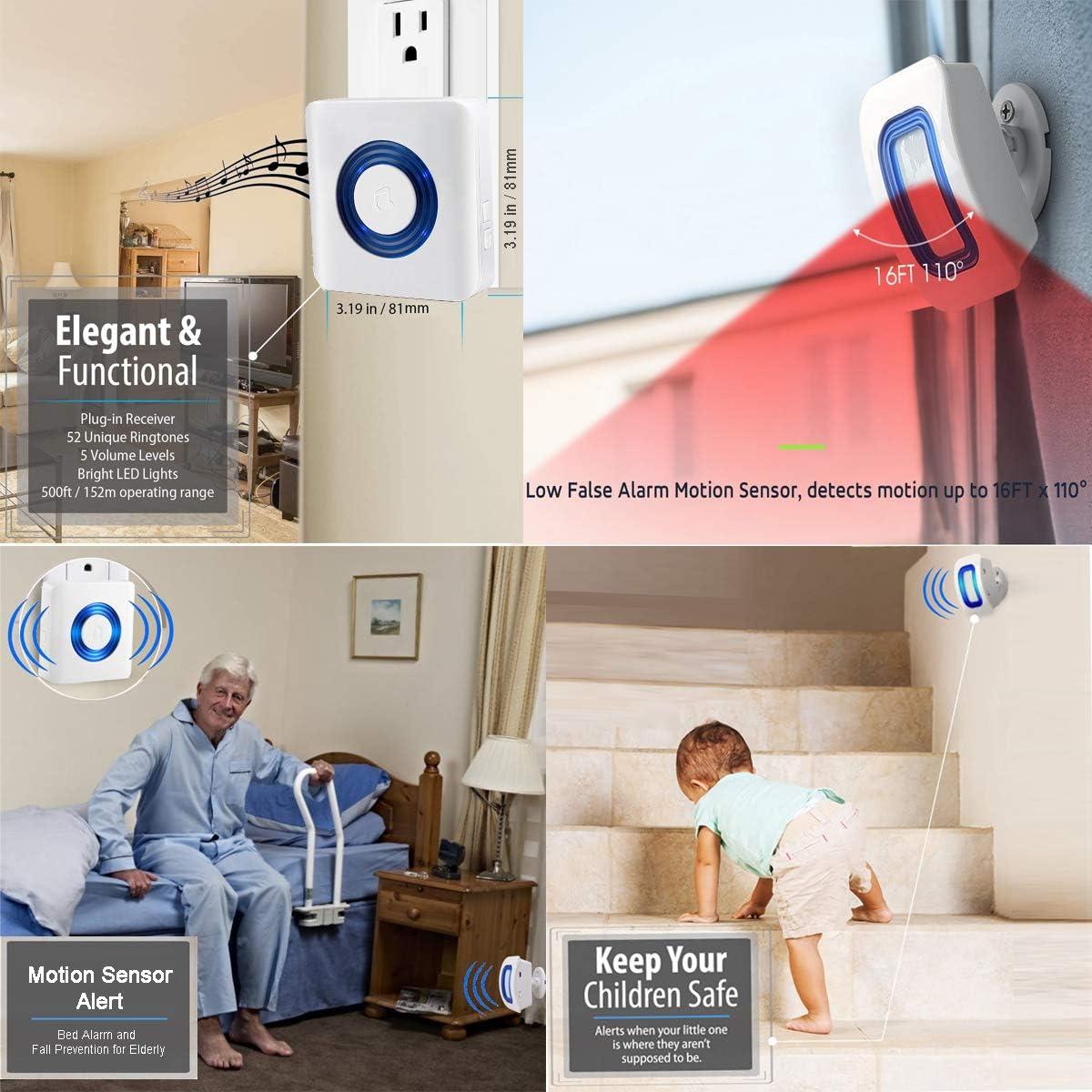 Alarma de Movimiento Inalámbrica EverNary 2 Receptores 3 Sensores