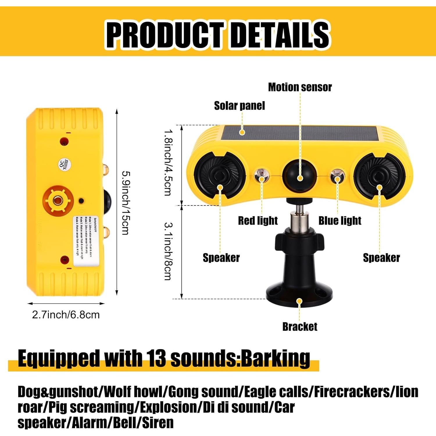 Alarma Solar Exterior Qualirey con Sensor de Movimiento 4 Pzs