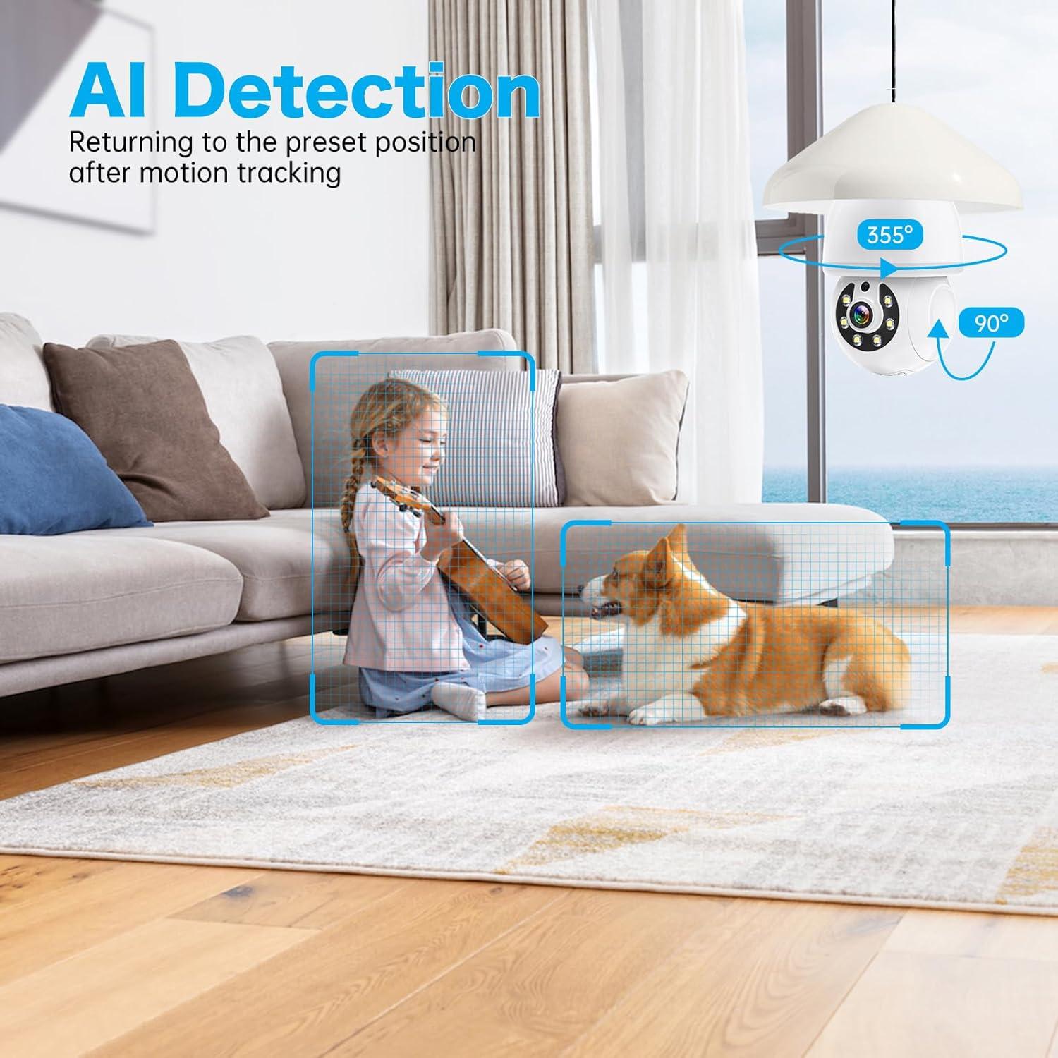 Cámara de Seguridad Inalámbrica WESECUU 2K con Bombilla WiFi