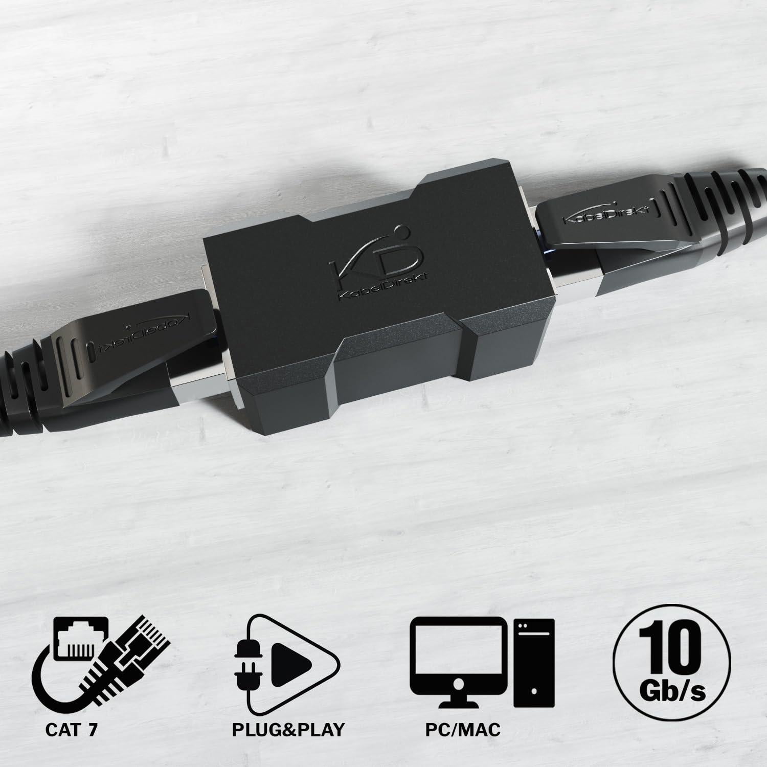 Acoplador Ethernet RJ45 KabelDirekt CAT 7 5x - Extensor 10Gbit/s