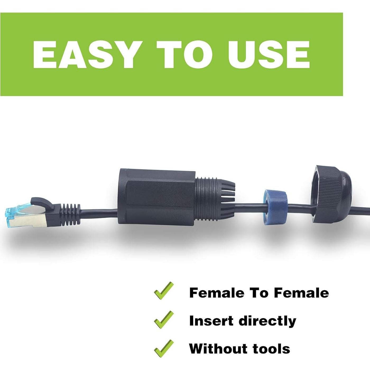 Paquete de 2 Acopladores RJ45 Impermeables Cat6 LEENUE