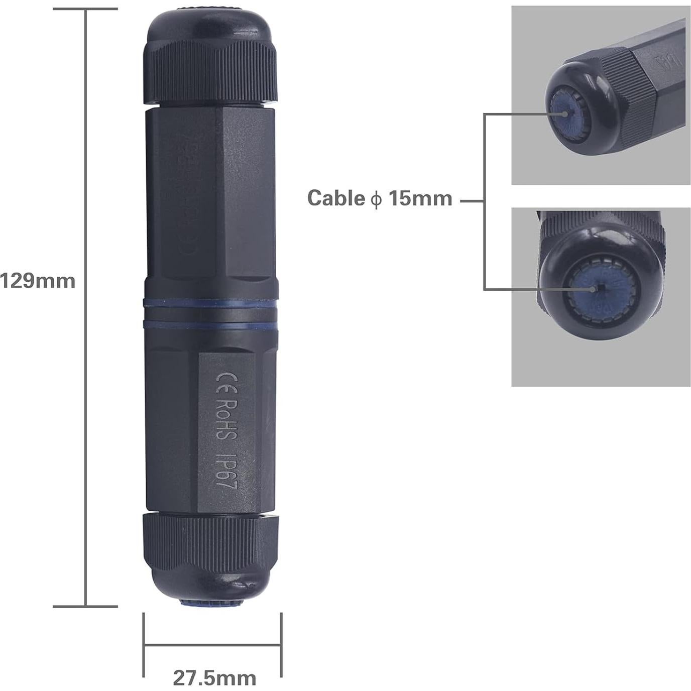 Paquete de 2 Acopladores RJ45 Impermeables Cat6 LEENUE
