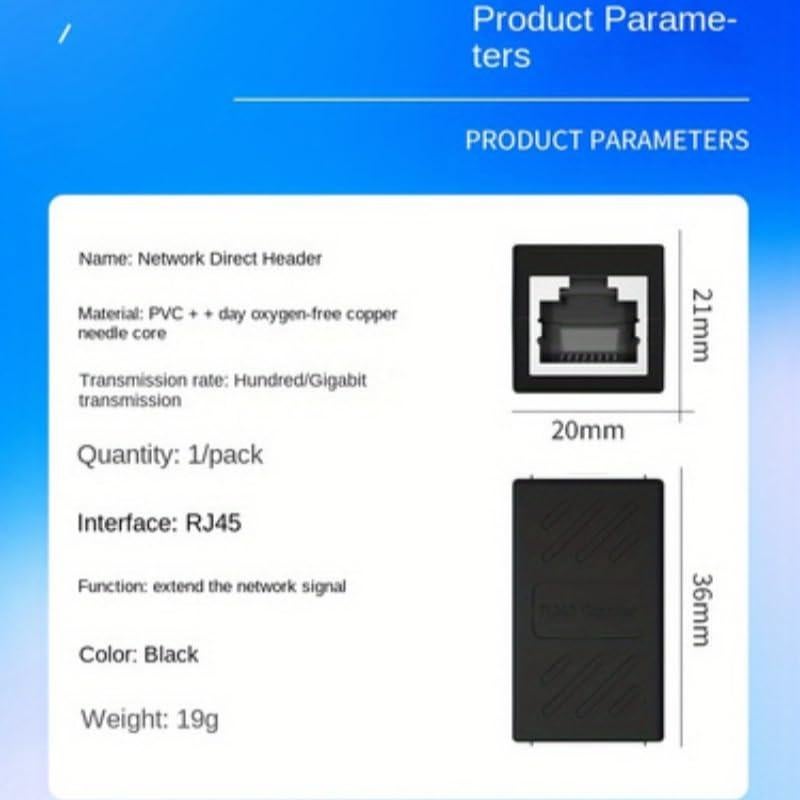 Acoplador RJ45 ZGZDWZYQYA Negro para Extensión Ethernet Cat7/Cat6