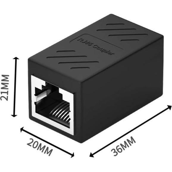 Acoplador RJ45 ZGZDWZYQYA Negro para Extensión Ethernet Cat7/Cat6