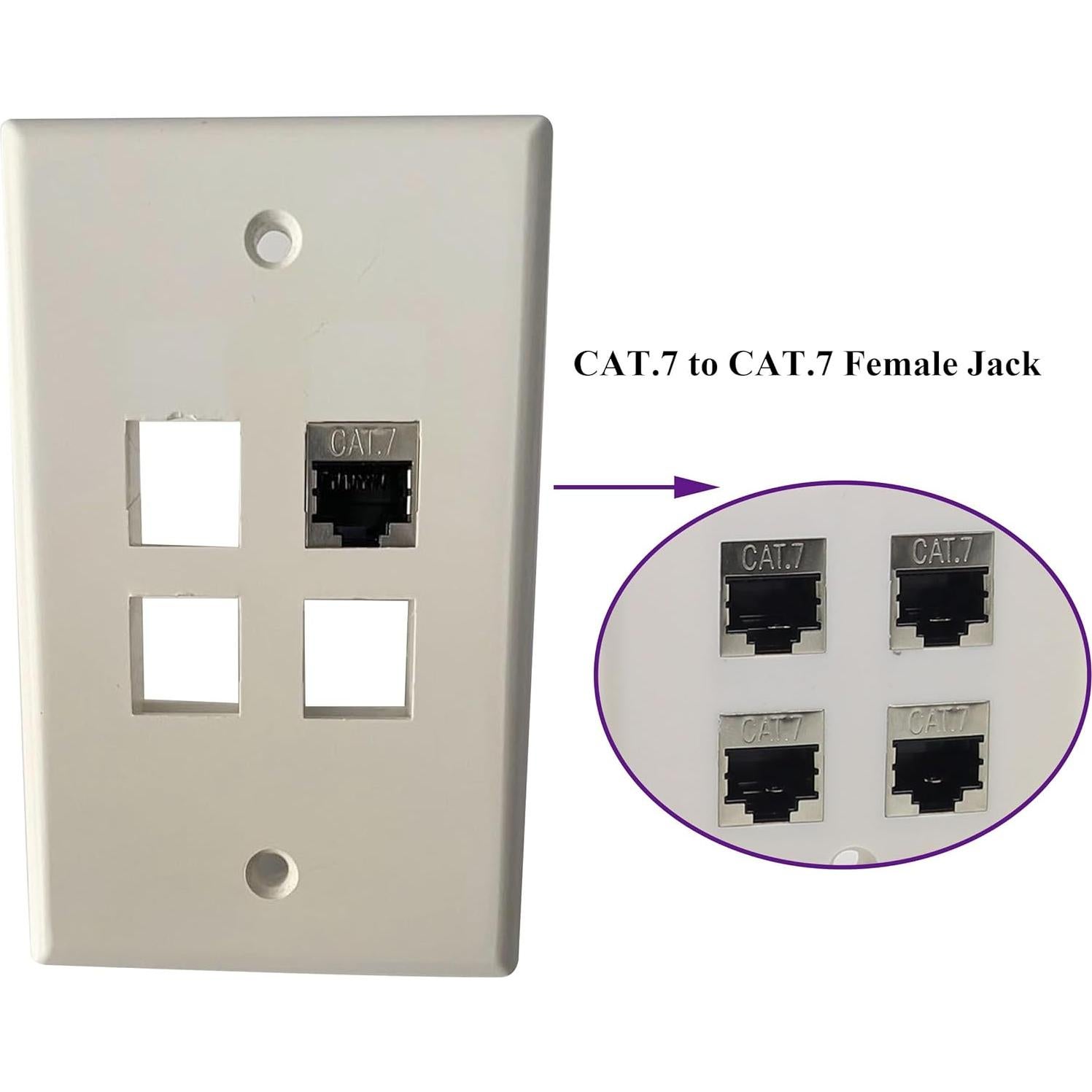 Conector Keystone CAT7 RJ45 Hembrado - Paquete de 2 - 10Gbps