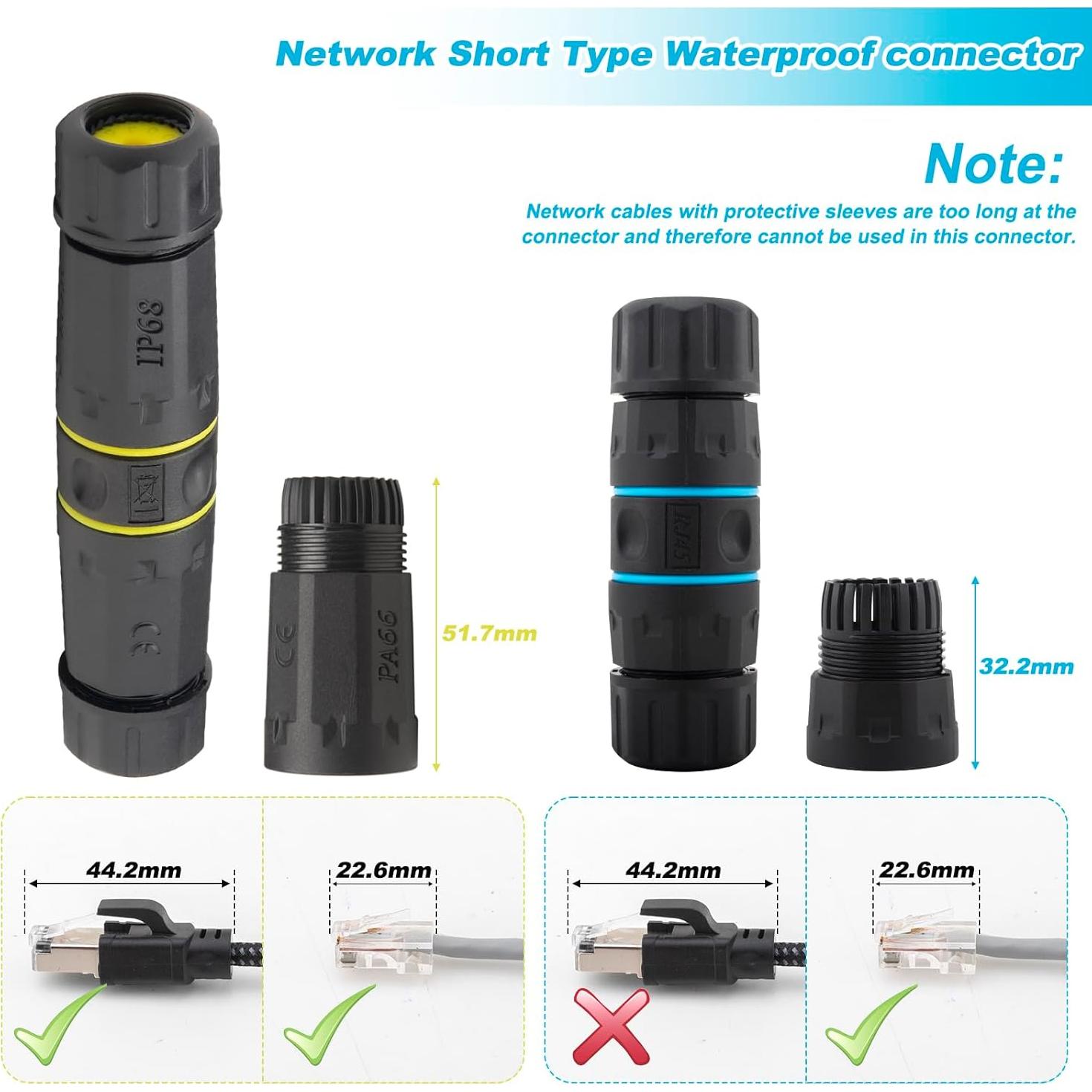 Acoplador RJ45 Cat6 impermeable IP68 10Gbps - Paquete de 2