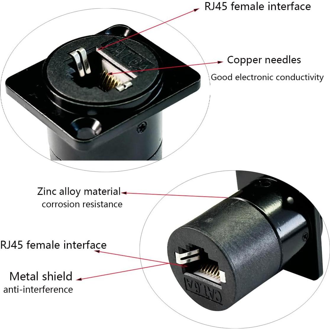 Conector RJ45 Hembrado D-Type 2PCS CAT6A PENGLIN
