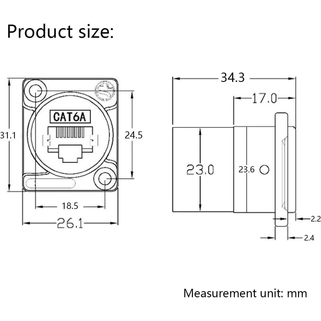 Conector RJ45 Hembrado D-Type 2PCS CAT6A PENGLIN