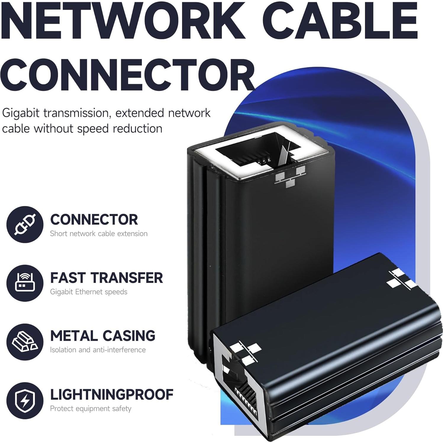 Acoplador de Red Gigabit RJ45 FINEANDENG 2 Pcs Hembra a Hembra