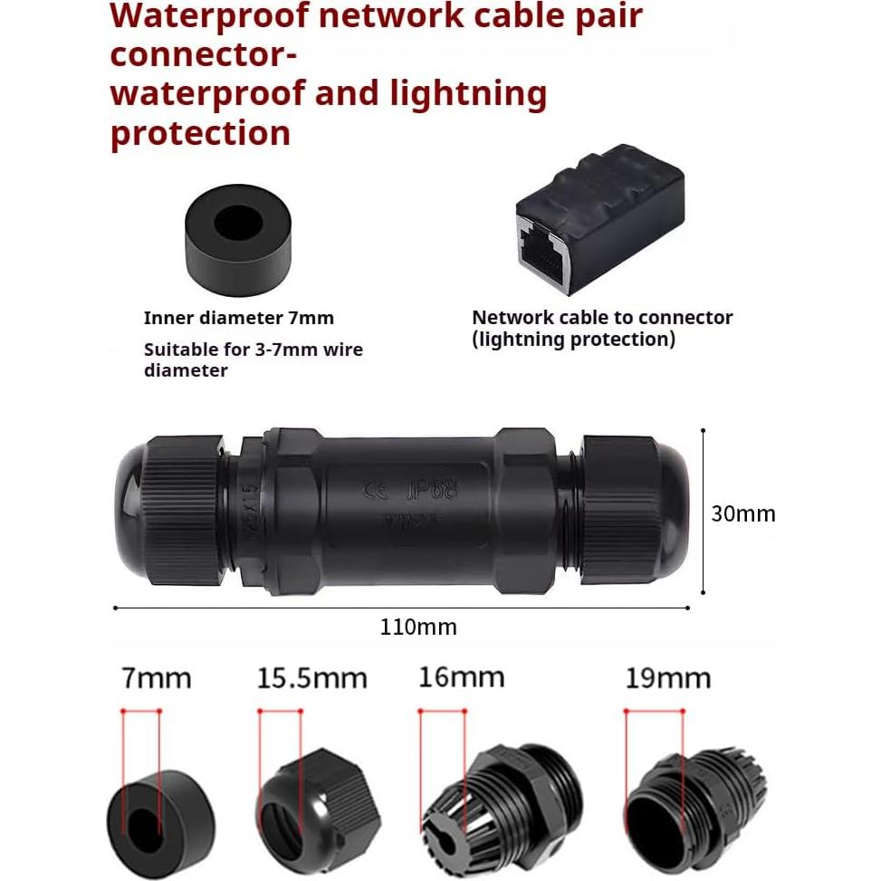 Acoplador RJ45 a Prueba de Agua Starlink - IP68, Protección Rayos