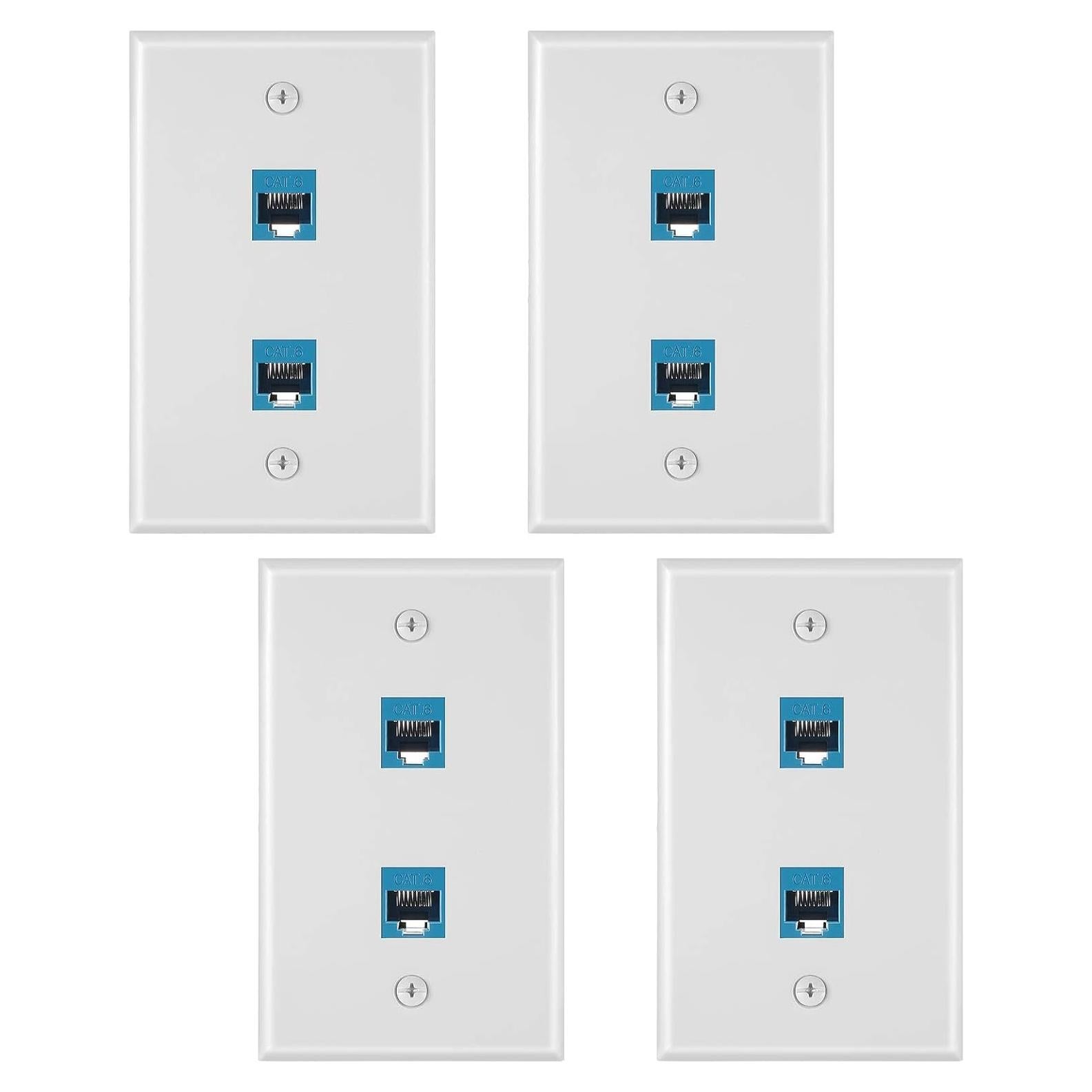 Placa de Pared Ethernet 2 Puertos RJ45 Cat6 Weewooday Azul