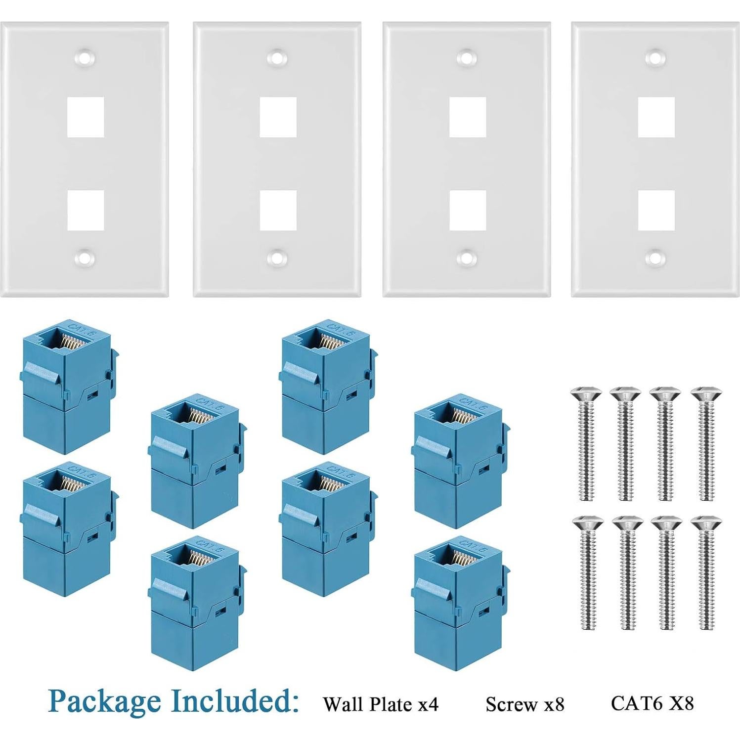 Placa de Pared Ethernet 2 Puertos RJ45 Cat6 Weewooday Azul