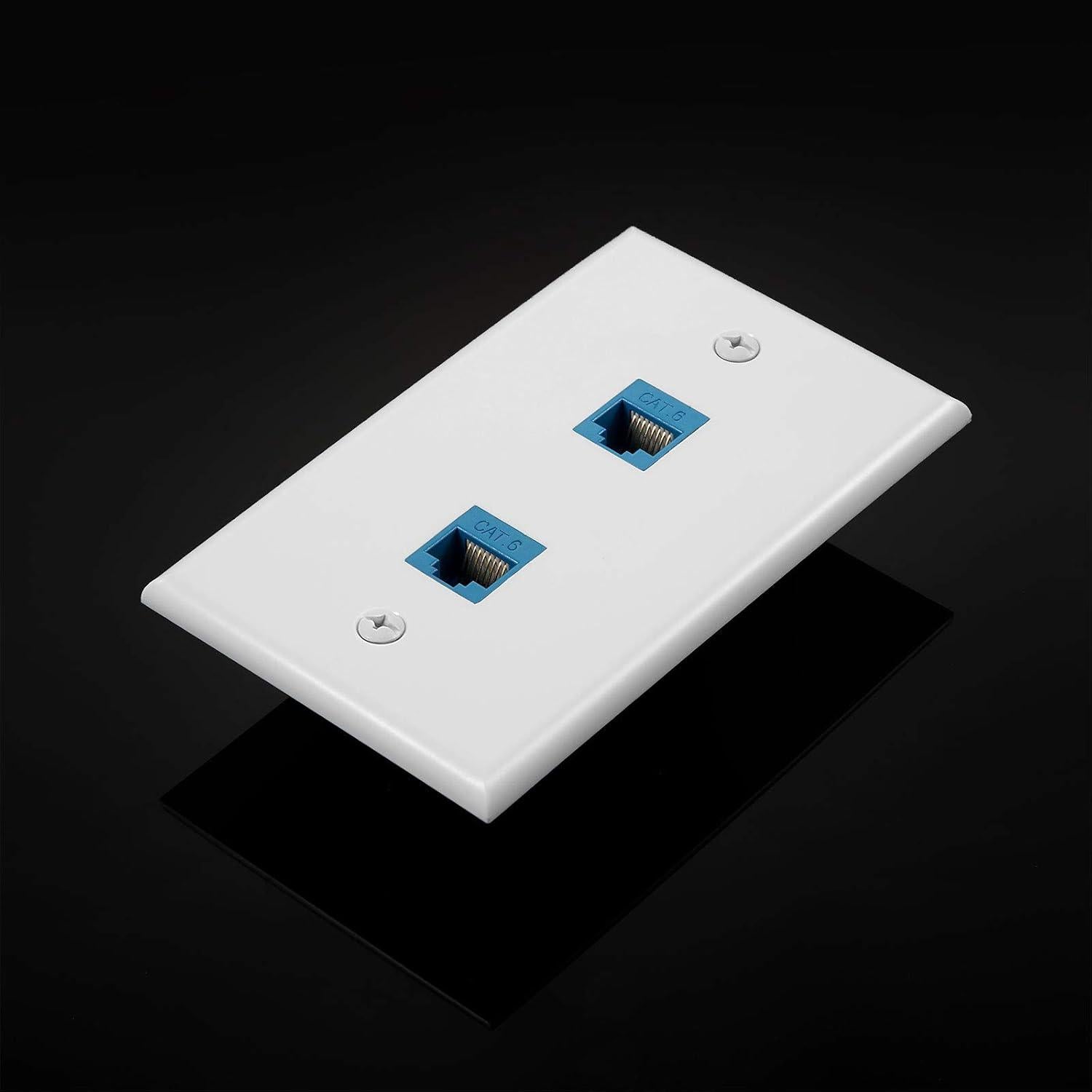 Placa de Pared Ethernet 2 Puertos RJ45 Cat6 Weewooday Azul